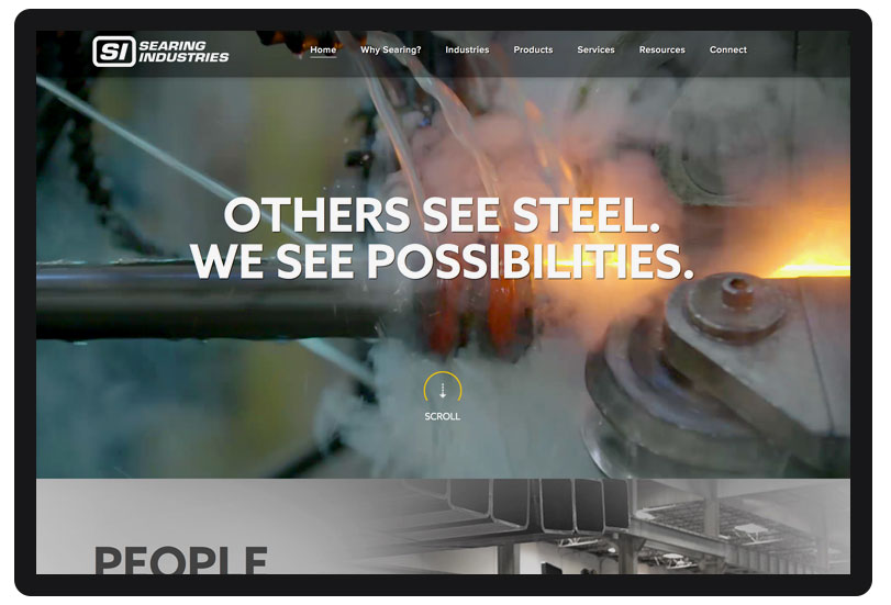 Others see steel. We see possibilities. | Searing Industries | web development by TEAM ODEA
