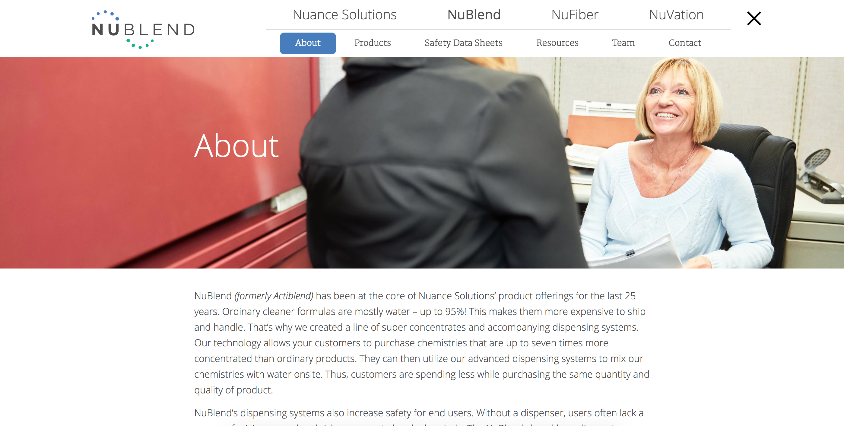 NuBlend-Web-Screenshot photo of Nuance Solutions Website | ODEA Portfolio